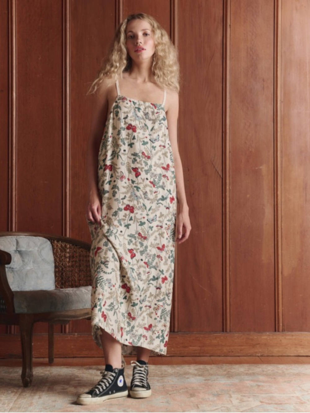THE GREAT.  NWT SIZE 2 SILK SUNDRIFT DRESS IN FLOATING BUTTERFLY